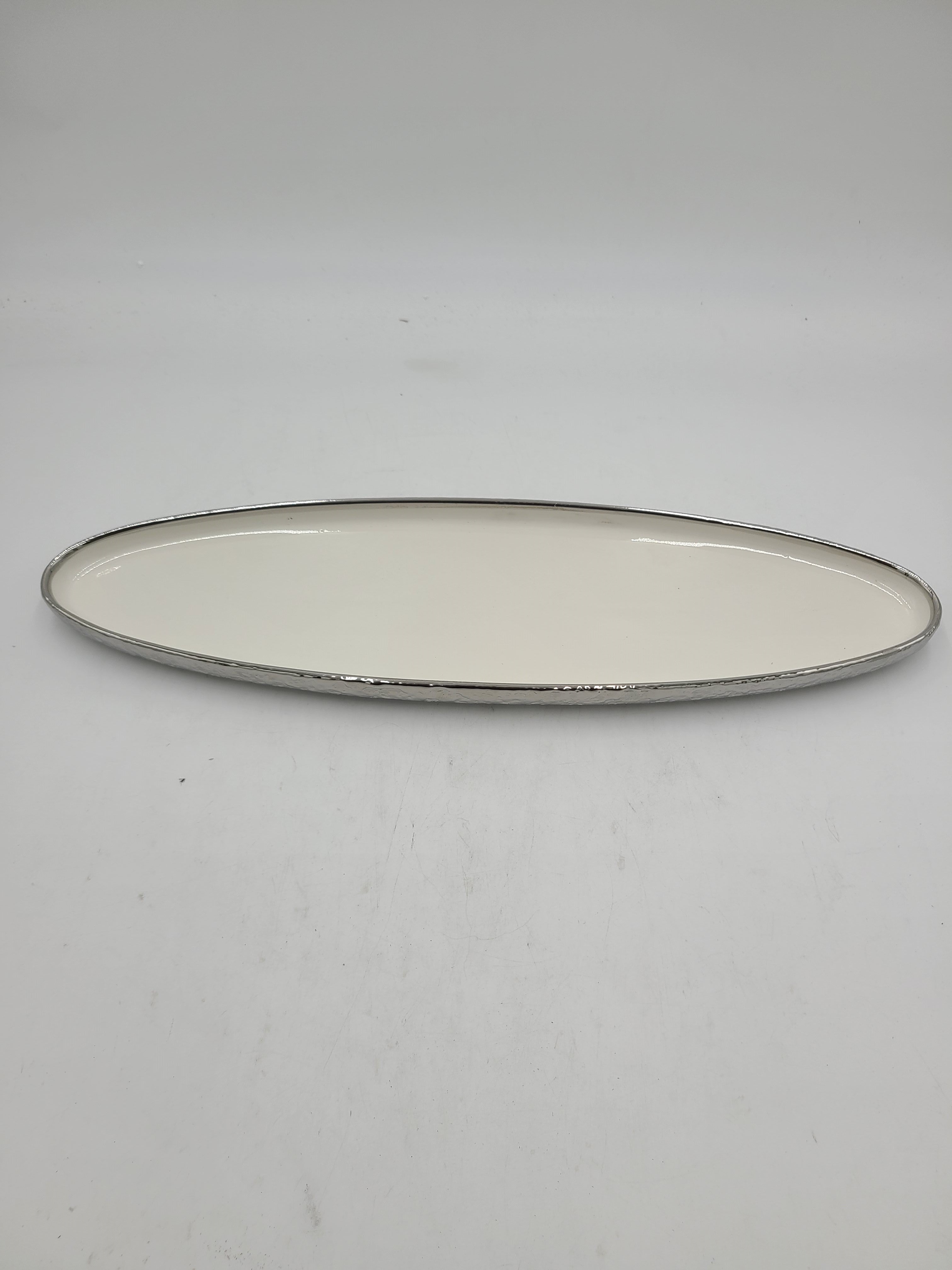 18x5 Inch Silver Design Oval Serving Platter - Set of 12 - Perfect for Holiday Parties, Buffet Serving, and Elegant Dining Decor