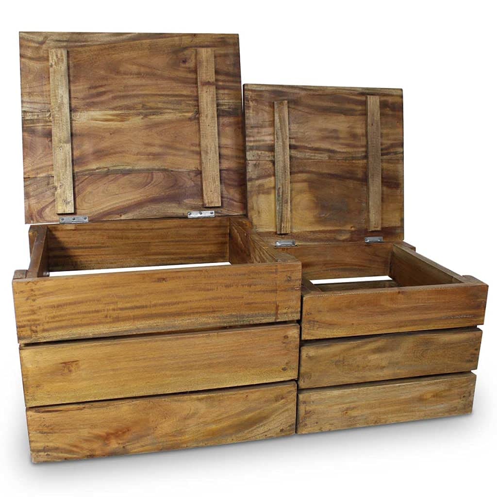 CHARMMA 2-Piece Solid Reclaimed Wood Storage Crate Set - Perfect for Home Organization, Farmhouse Decor & Rustic Shelving Display