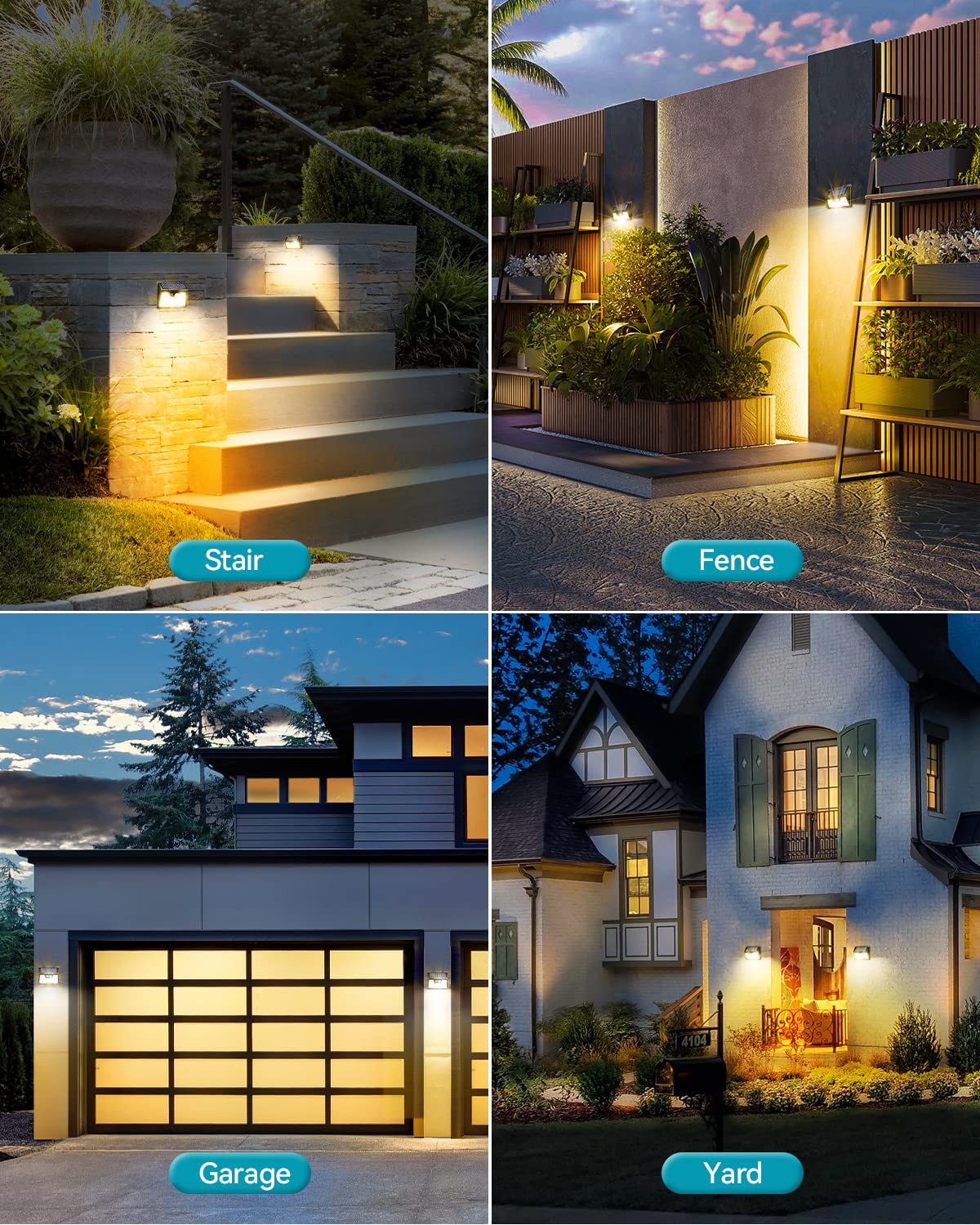 7 Pack Solar Lights Outdoor - 140 LED Motion Sensor Solar Powered Wall Lights with 3 Modes, IP65 Waterproof Wireless for Deck, Fence, Patio & Front Door (Warm White) | Perfect for Garden, Pathway & Backyard Lighting