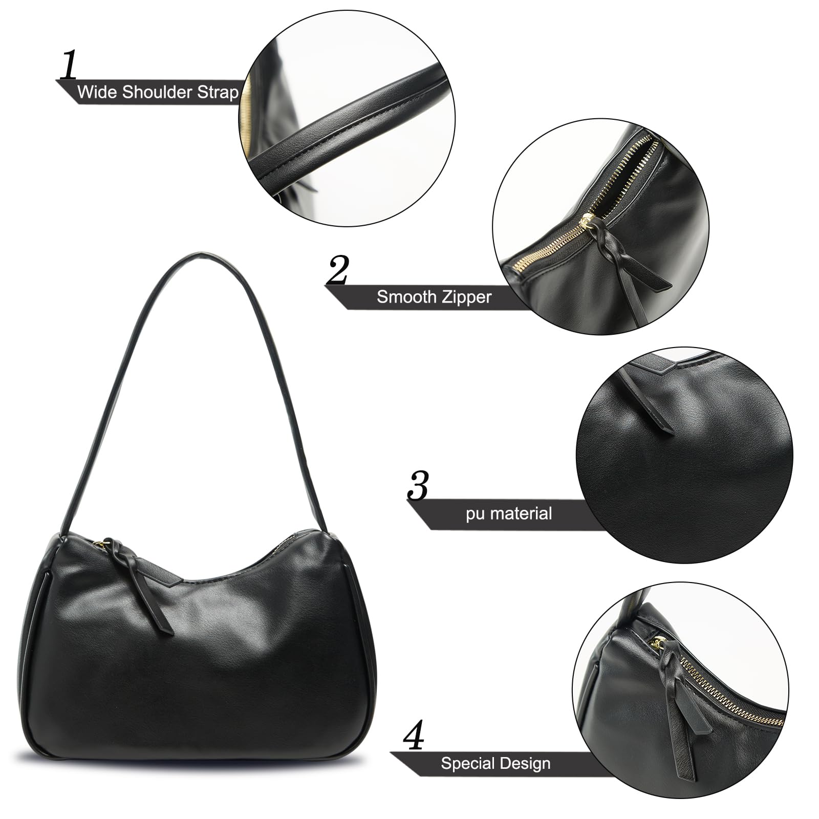 AIPJOY Women's PU Leather Shoulder Bag - Stylish Small Hobo Clutch Purse & Saddle Handbag for Daily Use, Work, Travel and Shopping