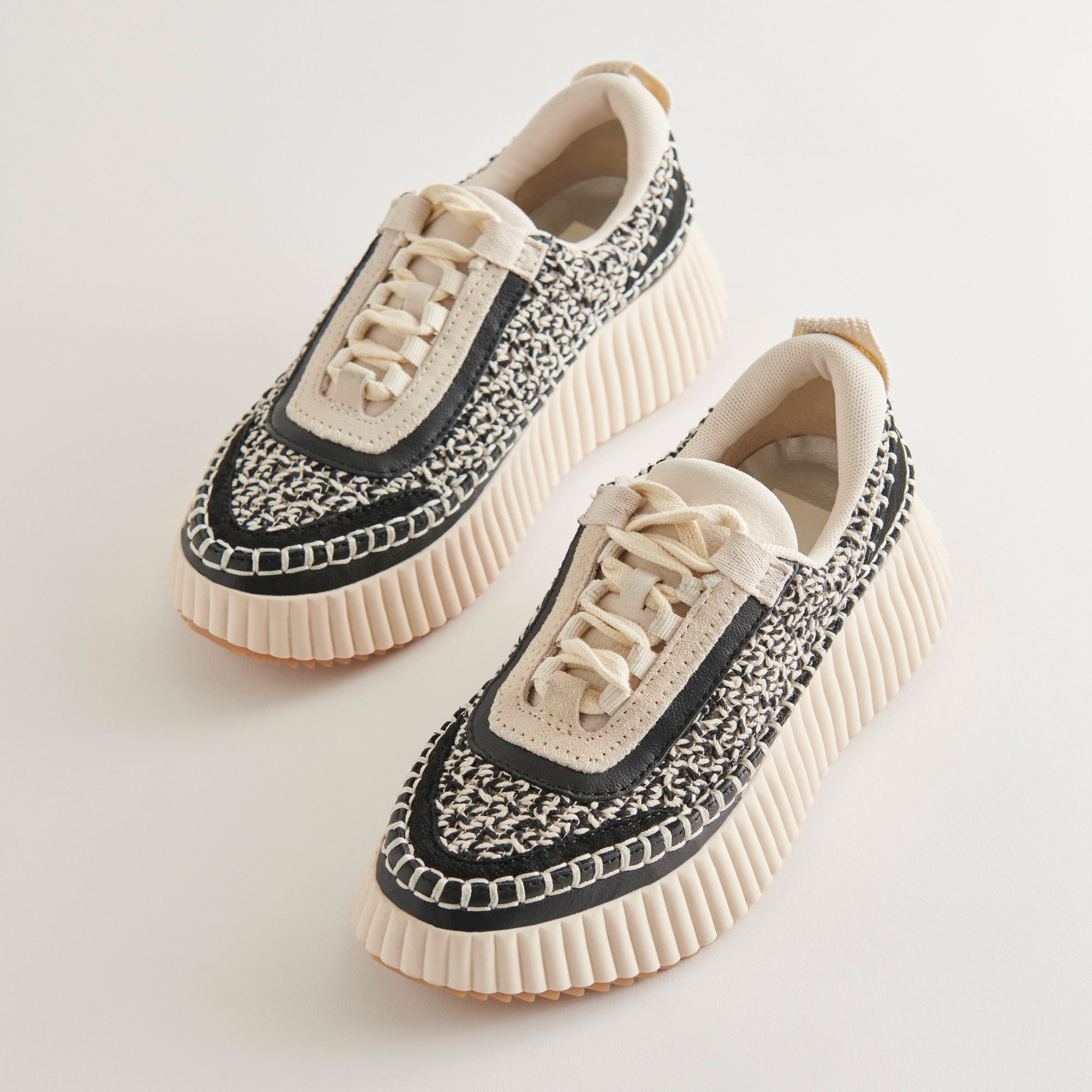 DOLEN White and Black Woven Sneakers - Lightweight Comfortable Casual Shoes for Men & Women | Perfect for Walking, Running, Gym, and Everyday Wear