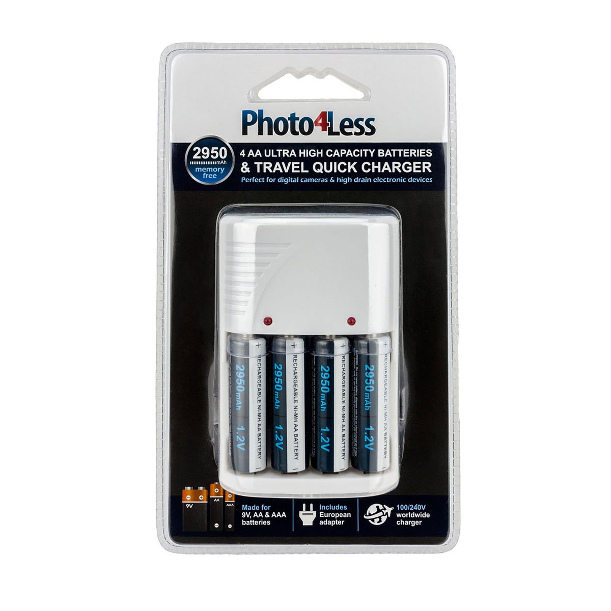 4 Pack AA Rechargeable Batteries with White USB Charger - Long Lasting Power for Cameras, Toys, and Remote Controls
