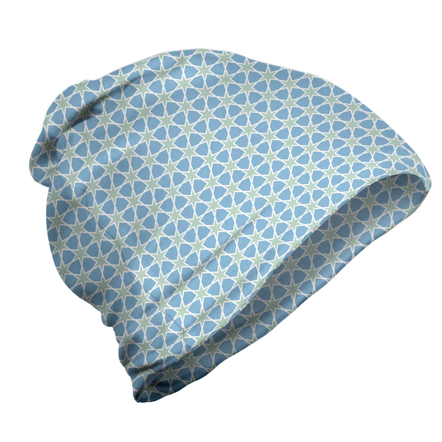Ambesonne Unisex Beanie - Mosaic Roman Stars Design for Men & Women - Warm Winter Knit Hat for Hiking, Camping & Outdoor Activities
