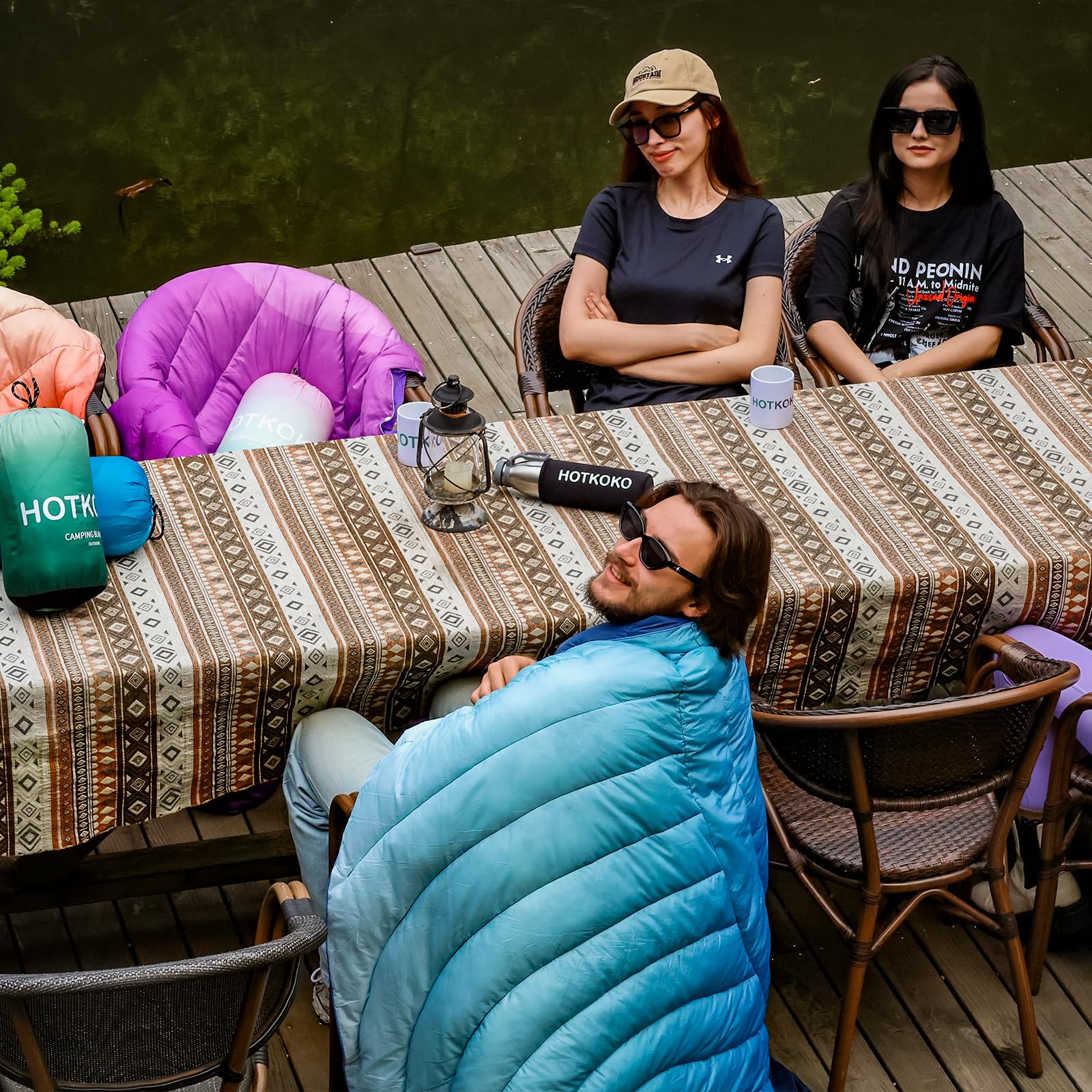 **Puffy Printed Camping Blanket - Lightweight, Packable Outdoor Blanket for Camping, Hiking, Picnics, Travel & Stadium Events - Perfect for Backpacking, Beach Days & Outdoor Adventures**