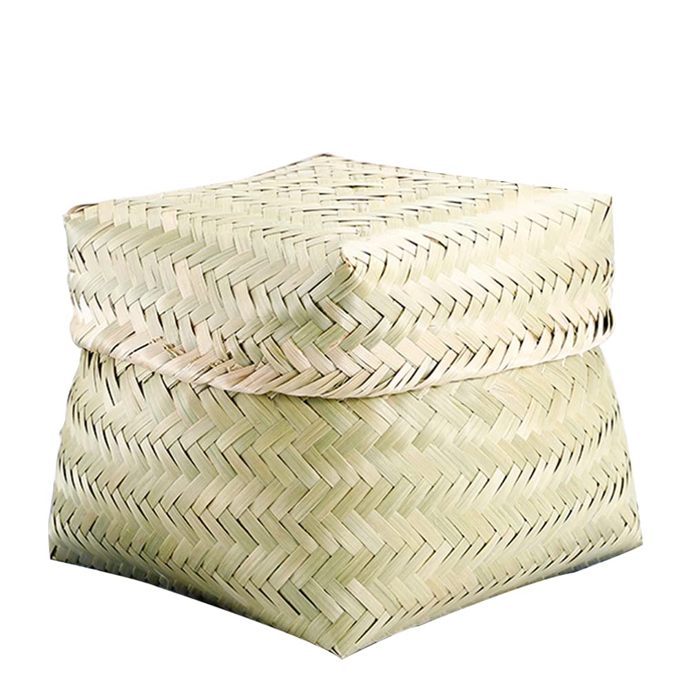 DOITOOL Bamboo Woven Bread Basket with Lid - Natural Handwoven Storage Basket for Bread, Snacks, Fruits & Vegetables | Perfect for Kitchen Counter, Dining Table, Picnic & Farmhouse Decor