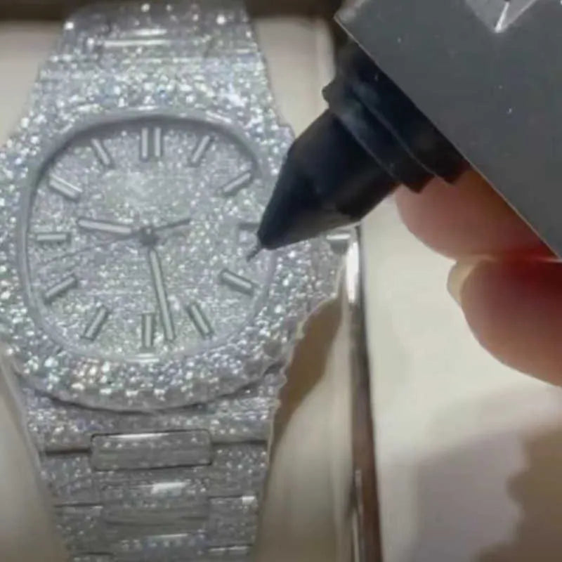 Luxury Iced Out Watch with VVS Moissanite & Stainless Steel - Diamond-Like Shine for Men's Fashion & Formal Events