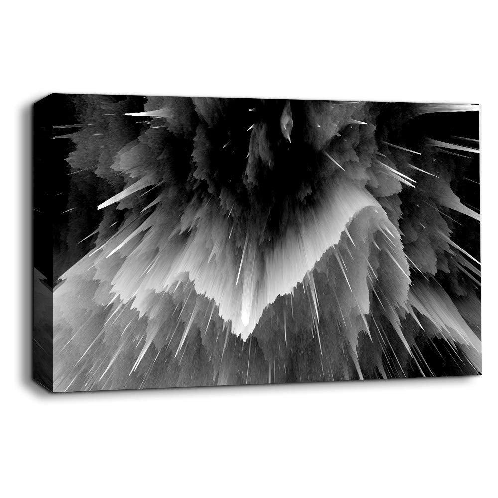 Black and White Energy Wave Canvas Wall Art - 32x48 Inch Framed Painting for Modern Home & Office Decor | Bedroom, Living Room, Dorm Wall Decor | Ready to Hang