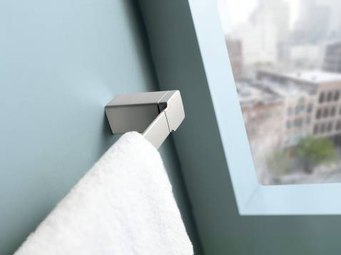 Moen YB8818BN 90 Degree 18-Inch Brushed Nickel Towel Bar - Bathroom Wall Mounted Towel Rack for Modern Home Decor & Spa-Like Experience