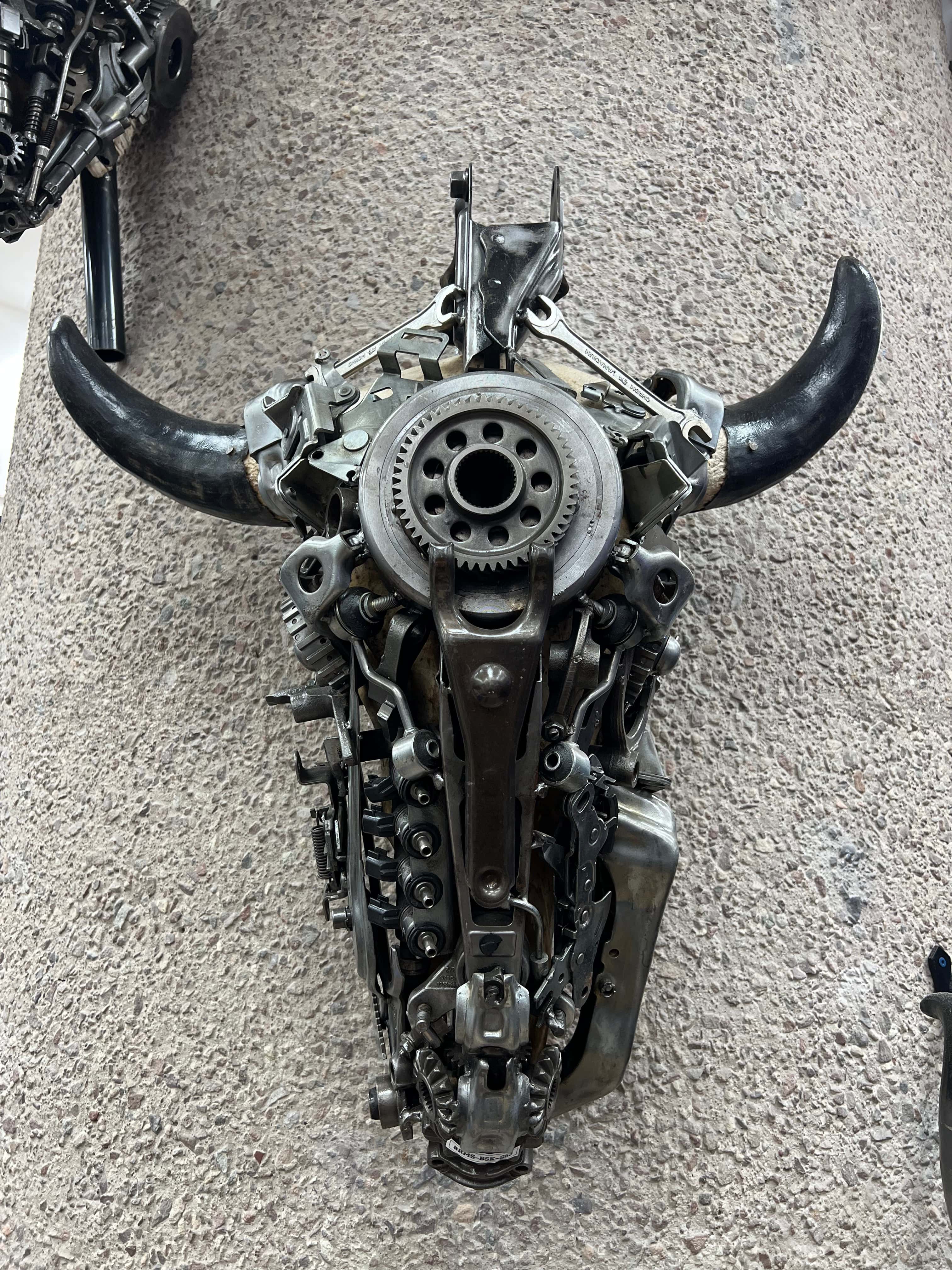 Bull Skull Recycled Metal Wall Art Sculpture - Rustic Western Home Decor for Living Room, Bedroom, or Office