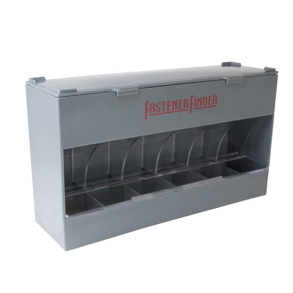 Fastener Finder - 6 Compartment Hardware Organizer & Sorter for Nuts, Bolts, Screws & Small Parts | Perfect for Garage, Workshop & DIY Projects