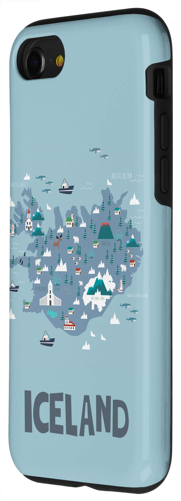 Premium iPhone SE (2020) / 7 / 8 Iceland Map Design Phone Case - Durable Protective Cover with Scratch Resistance for Travel & Outdoor Adventures