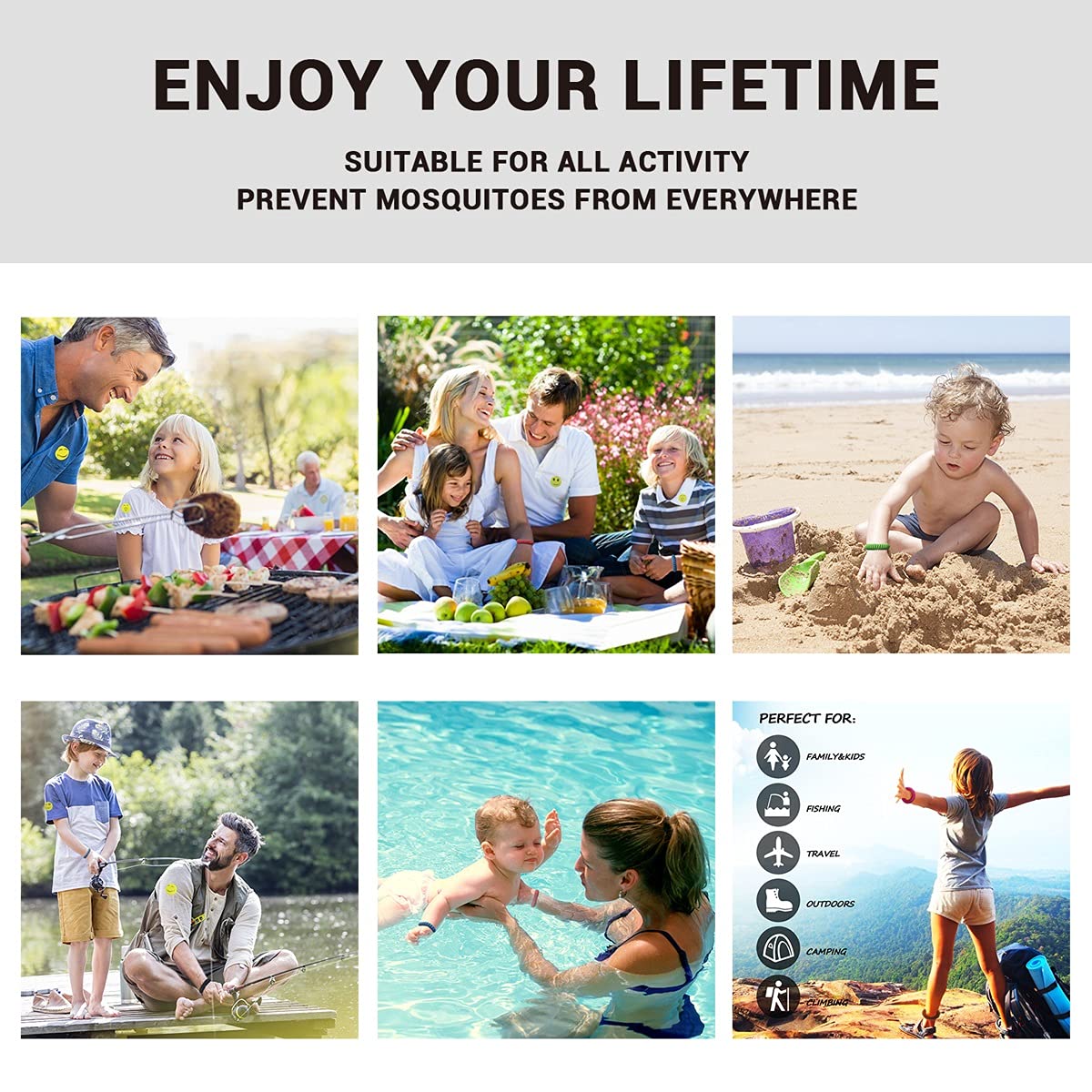 30 Pack Mosquito Repellent Bracelets - Waterproof DEET-Free Wristbands for Kids & Adults with 36 Mosquito Repellent Stickers - Individually Wrapped for Outdoor Camping, Hiking, Travel and Backyard Activities