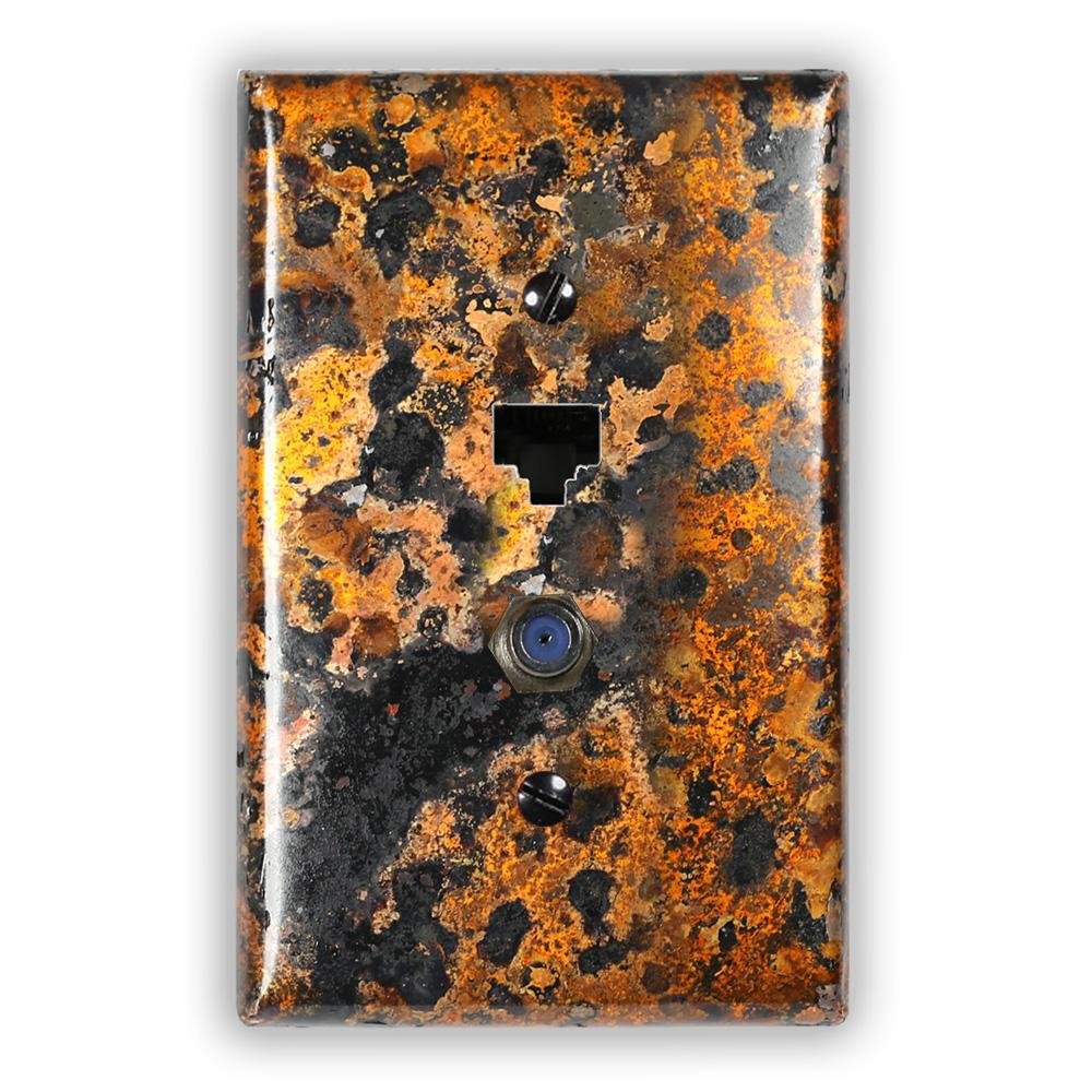 Leopard Copper 1 Data Jack & 1 Cable Jack Wall Plate - High Speed Ethernet & Coaxial Wall Plate for Home & Office Networking