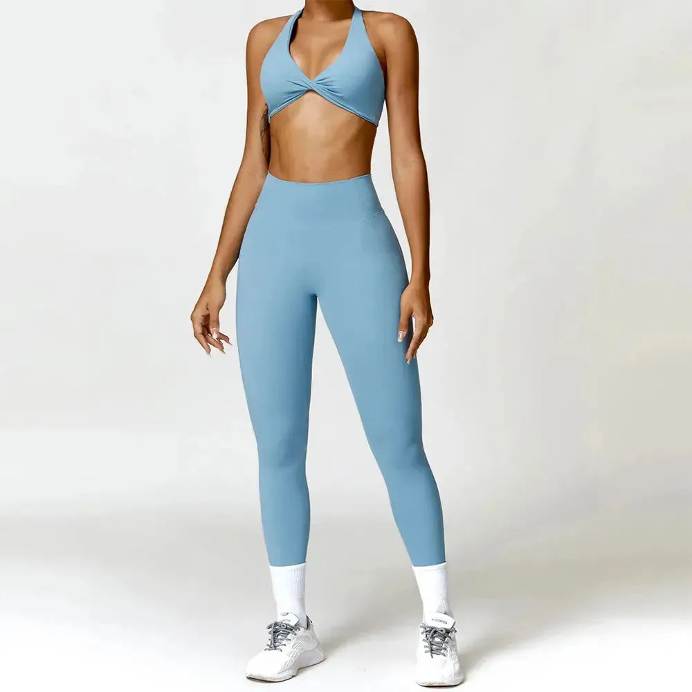 Women's Seamless Yoga Set 2-Piece - Push Up Sports Bra & High Waist Leggings - Sexy Gym Workout Clothes for Women - Perfect for Yoga, Pilates & Fitness Training