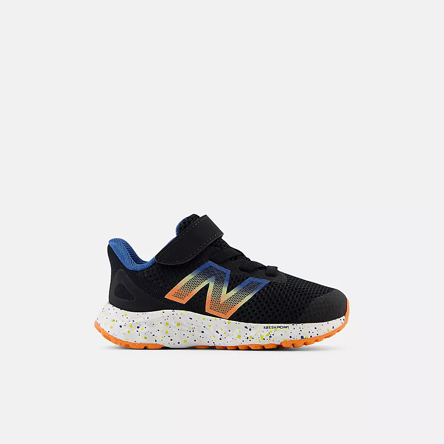 New Balance Fresh Foam Arishi v4 Bungee Lace Toddler Sneakers - Black/Blaze Orange | Lightweight Running Shoes for Kids | Perfect for Playground, School & Daily Activities