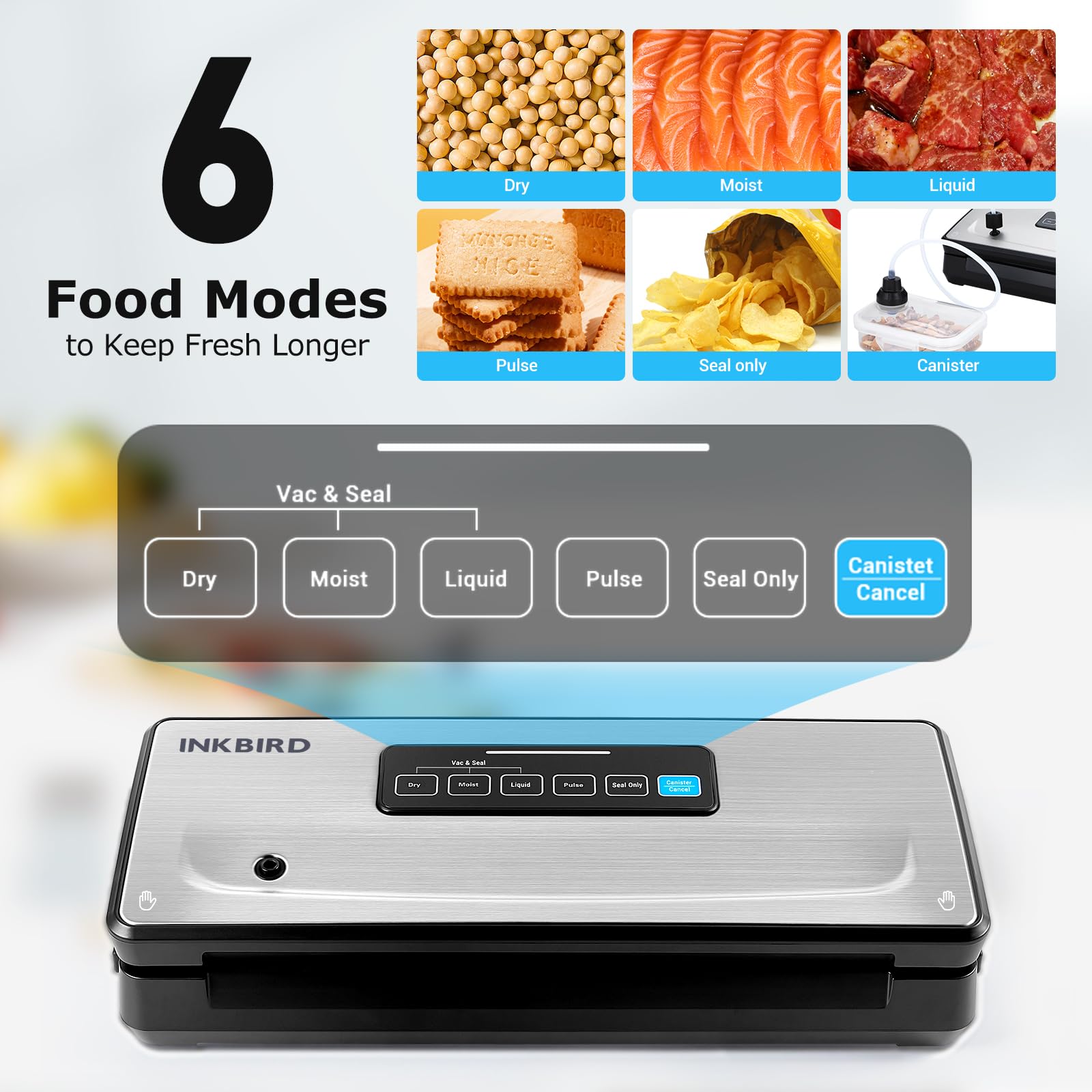INKBIRD Vacuum Sealer Machine with 55pcs 8x12