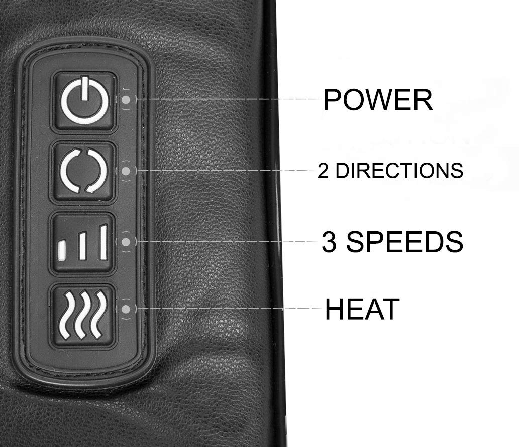 Premium Shiatsu Neck and Back Massager with Heat - Deep Kneading Massage for Neck, Shoulders, Back, Legs & Feet - Portable for Home, Office, Car Use - Black (FS8801-BLK) - Relieve Stress & Muscle Pain After Workouts, Travel or Long Workdays