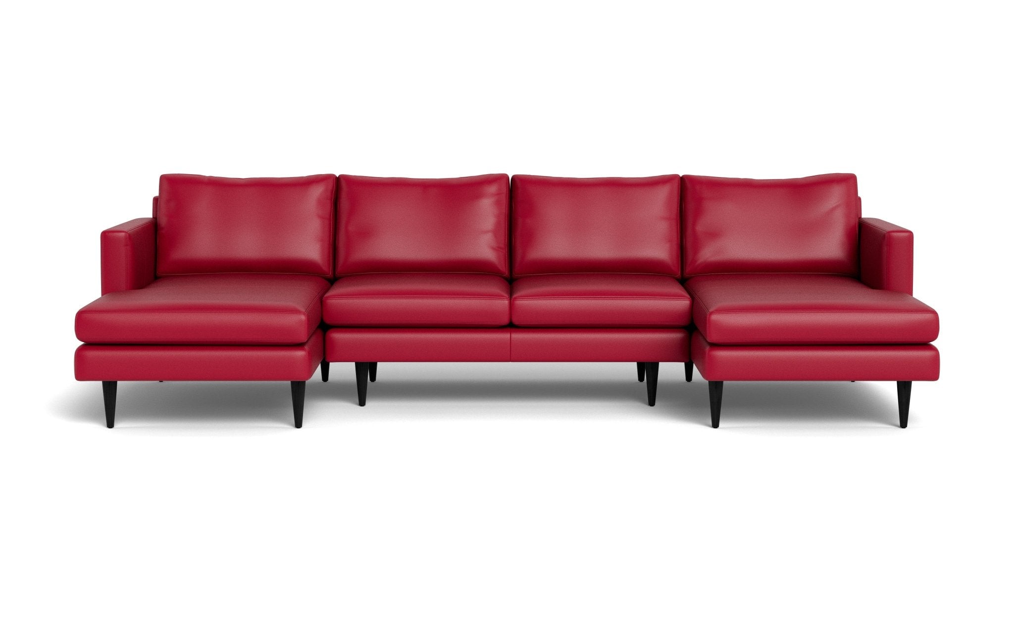 Wallace 126 Genuine Leather U-Shaped Sectional Sofa with Double Chaise - Modern Living Room Furniture for Home Theater & Family Gatherings