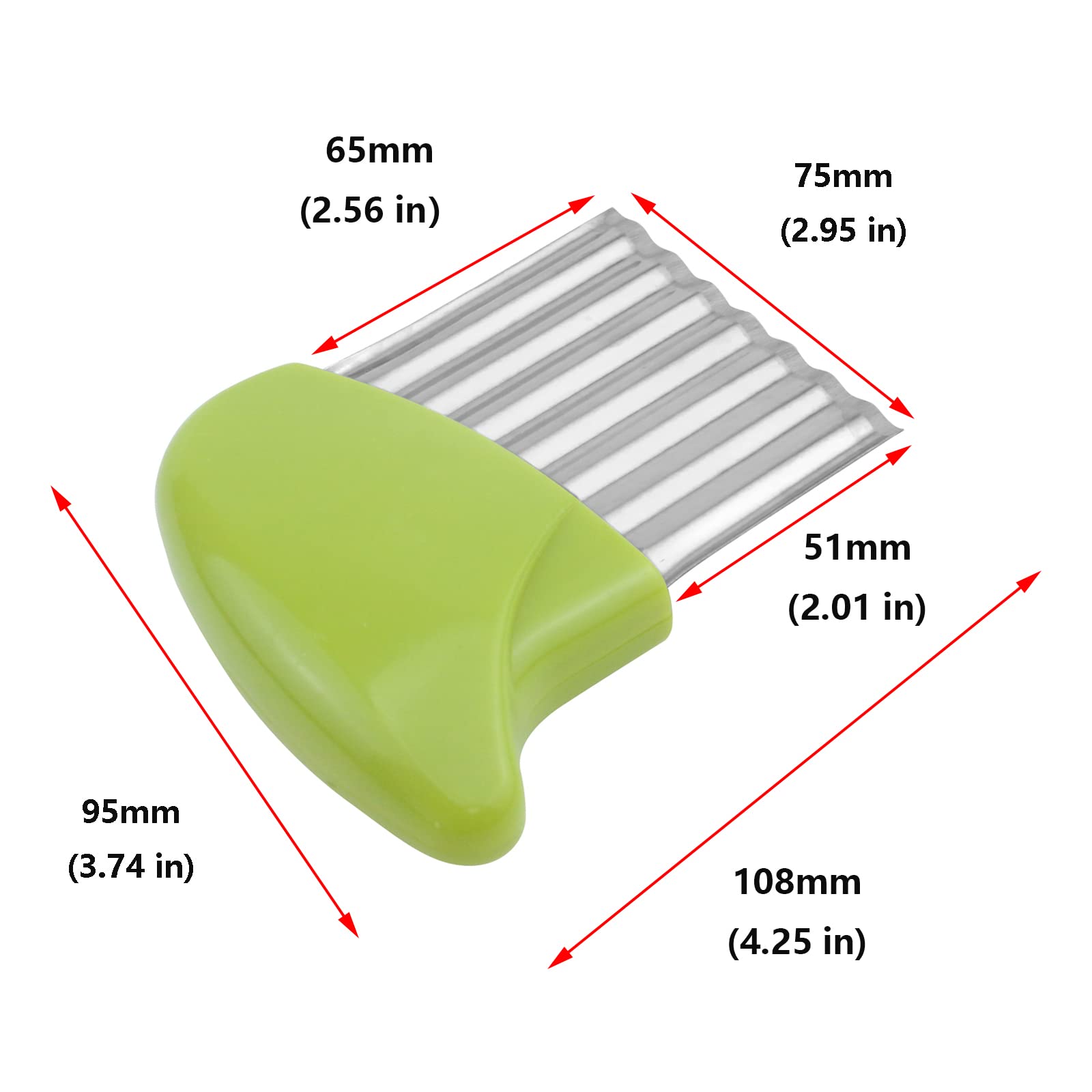 Antrader Stainless Steel Vegetable Slicer - Potato Carrot Chip Cutter for French Fries & Crinkle Wavy Chips | 1-Pack Green Kitchen Tool | Perfect for Meal Prep, Snacks & Party Platters