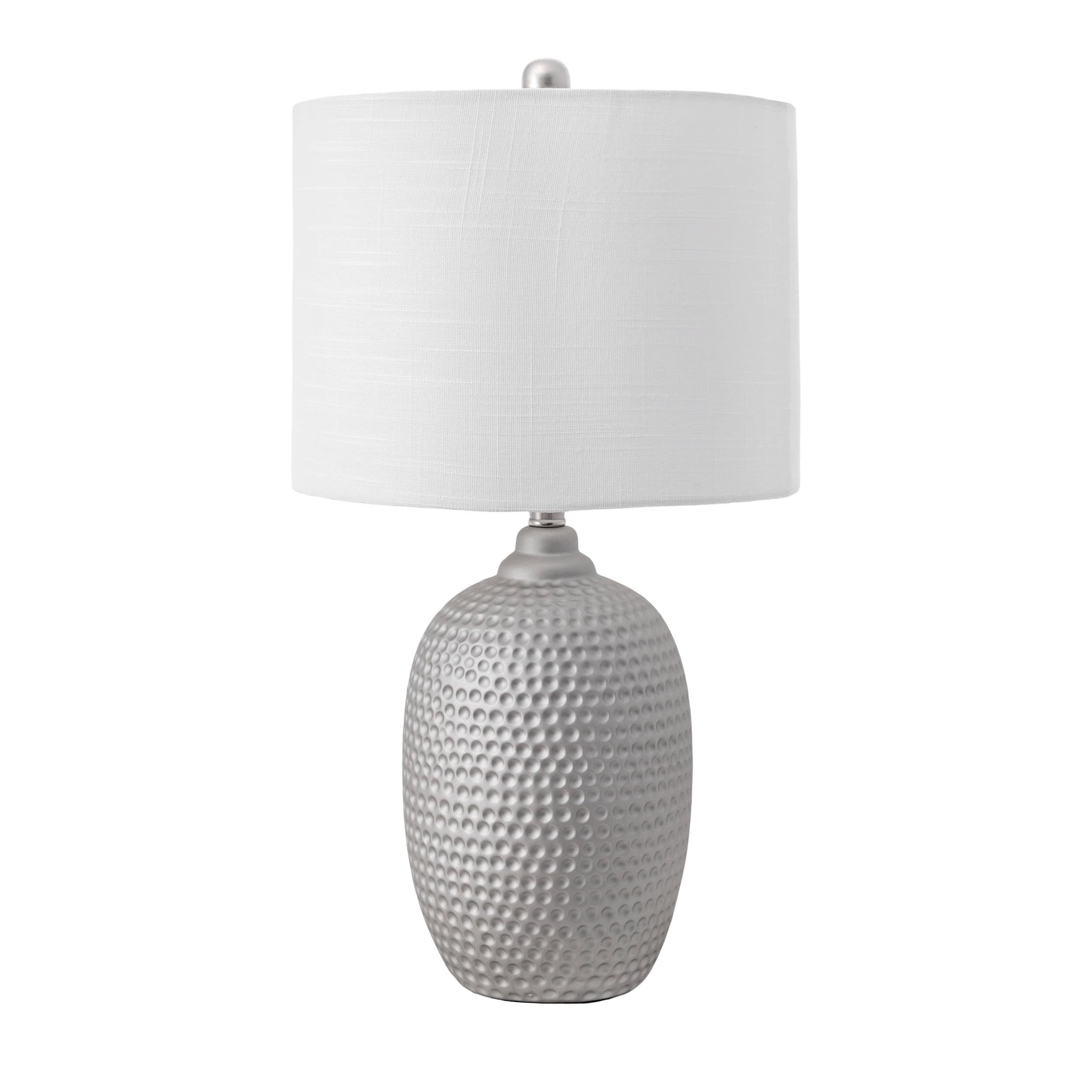 21 Inch Stippled Metal Vase Table Lamp in Grey - Modern Home Decor for Living Room, Bedroom & Office Lighting