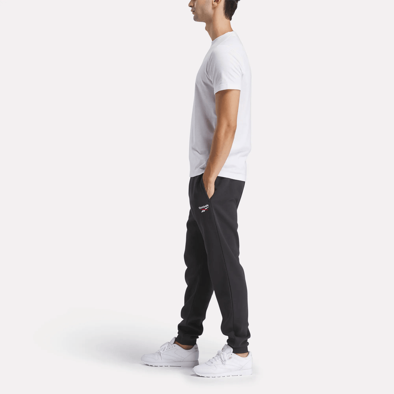 Reebok Men's Identity Small Logo Black Track Pants - Comfortable Athletic Joggers for Running, Gym & Casual Wear