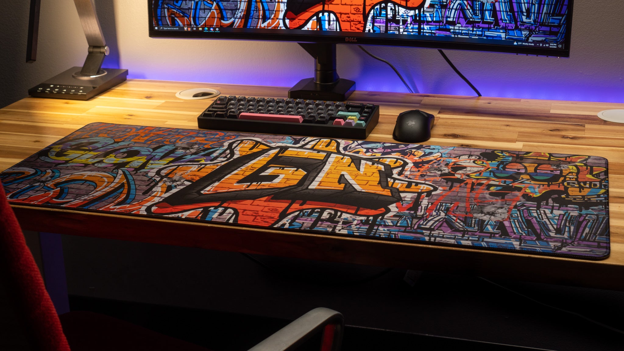 Glo Navy Graffiti Gaming Mouse Pad - Large Non-Slip Desk Mat for PC, Mac & Laptop - Perfect for Gamers, Content Creators & Office Work