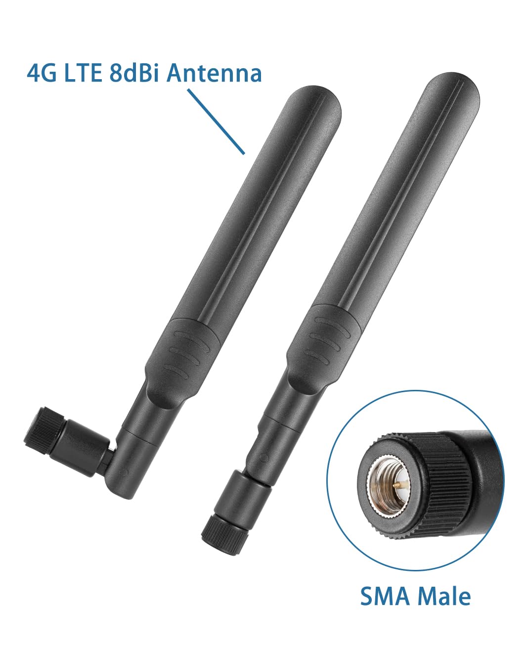 2PCS 8dBi 4G LTE External Antenna SMA Male Connector - Compatible with LTE Routers, Hotspots, Cellular Gateways & Modems - Boost Wireless Signal for Home/Office/Outdoor Use