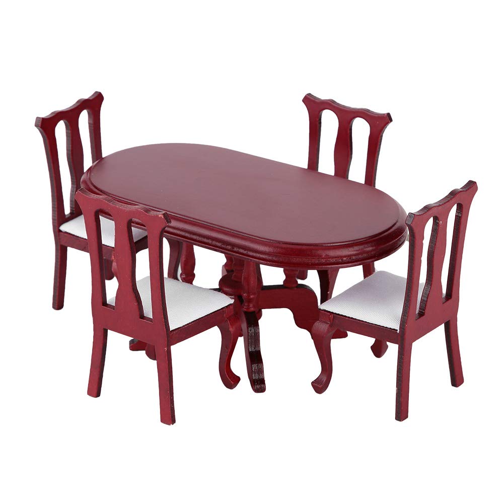1:12 Miniature Dollhouse Table & Chair Set - Doll House Kitchen Furniture Accessories for Kids & Collectors | Perfect for Dollhouse Decor, Playroom Setup & Miniature Scenes