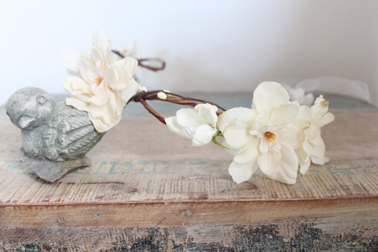 Elegant Floral Wedding Crown for Bride - Handmade Flower Headpiece for Bridal, Boho, Garden & Beach Weddings