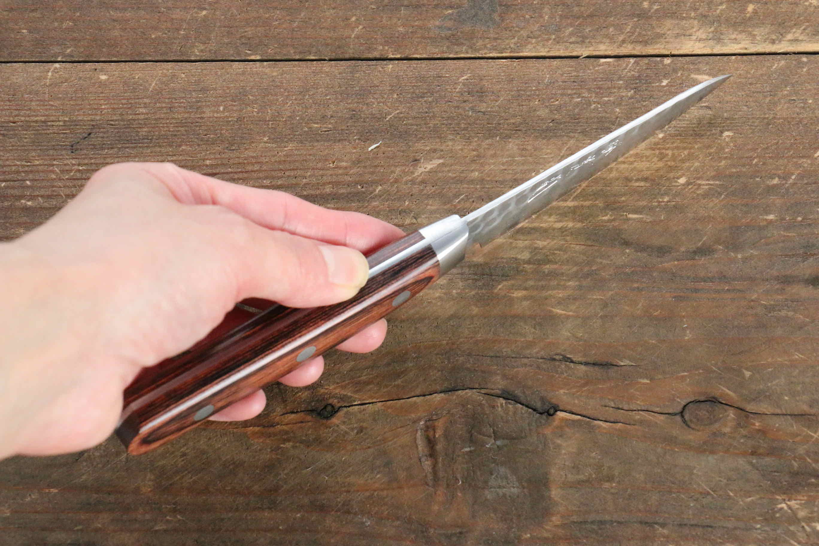 Jikko VG10 17-Layer Damascus Steel Paring Knife 80mm - Premium Mahogany Handle - Perfect for Fruit Peeling, Vegetable Slicing & Kitchen Prep