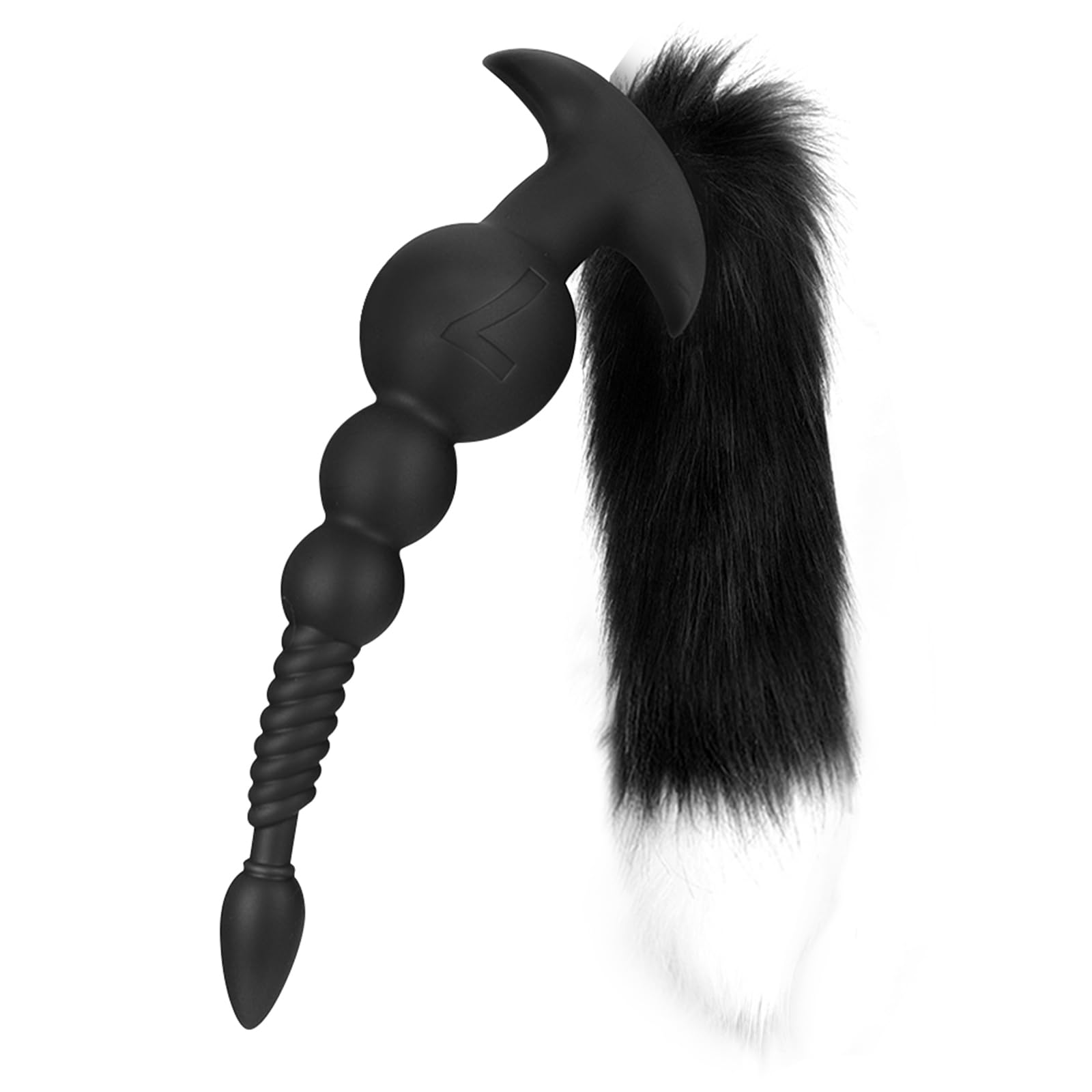 TaRiss's Silicone Anal Beads with Removable Fox Tail - Black Adult Sex Toy for Prostate & G-Spot Stimulation, Anal Training, Couples Play - Perfect for Roleplay, Erotic Games & Sensual Exploration (Men & Women)