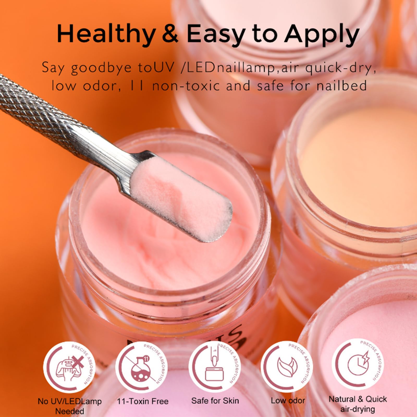 6pcs Nail Dip Powder Kit - Natural Translucent Jelly Effect Powder for Salon-Quality Manicures at Home - No UV Lamp Needed - Perfect for DIY Nails, Bridal Parties & Special Occasions