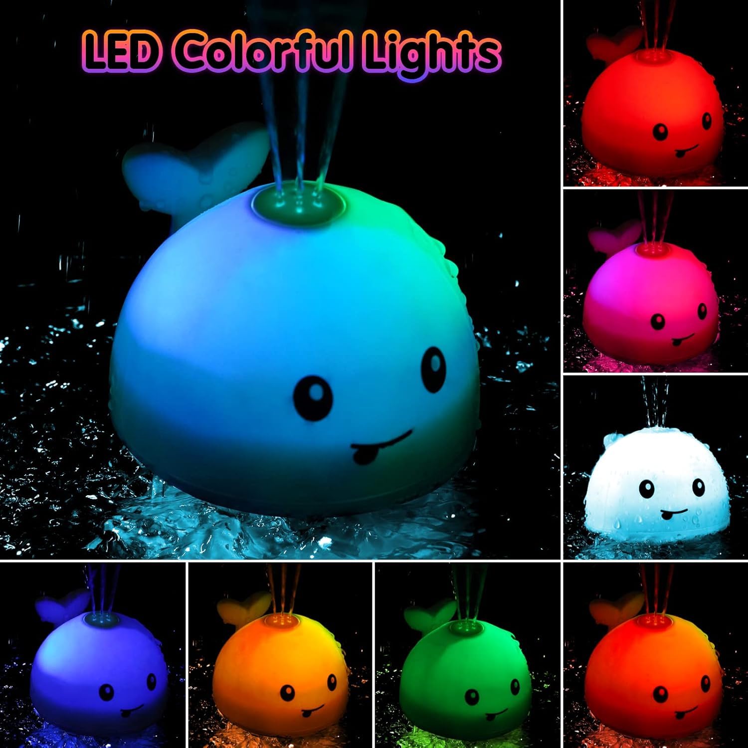 **Light Up Whale Bath Toy Sprinkler for Toddlers & Kids Ages 3+ | Fun Baby Bath Toys with Fountain Water Spray | Perfect for Bathtime, Baby Showers, Easter Baskets & Birthday Gifts**
