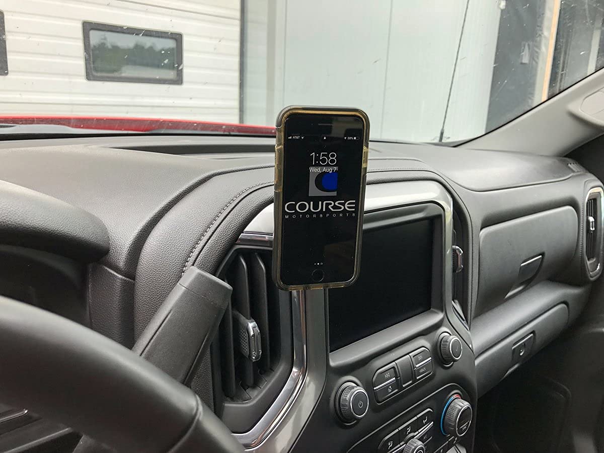 Course Motorsports DirectFit Automatic Gripping Wireless Charging Car Phone Mount Holder for Chevrolet/GMC 1500 (2019+), 2500 & 3500 (2020+) - Fast Charging Phone Stand for Truck & SUV (Black) - Perfect for Road Trips, Commuting & Hands-Free Navigation