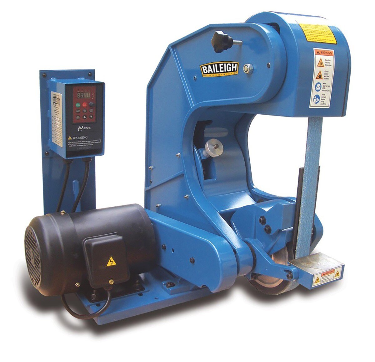 Baileigh Industrial BA9 1000672 BG-260-3 220V 3-Wheel Variable Speed Belt Grinder for Metalworking, Woodworking & Knife Making - Professional Workshop & DIY Projects