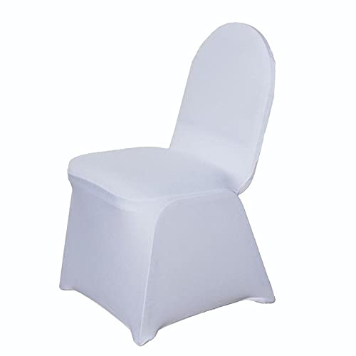 10 Pack White Spandex Stretchable Banquet Chair Covers - Elastic Slipcovers for Wedding, Party, Reception Decor - Perfect for Indoor & Outdoor Events, Bridal Showers, and Formal Gatherings