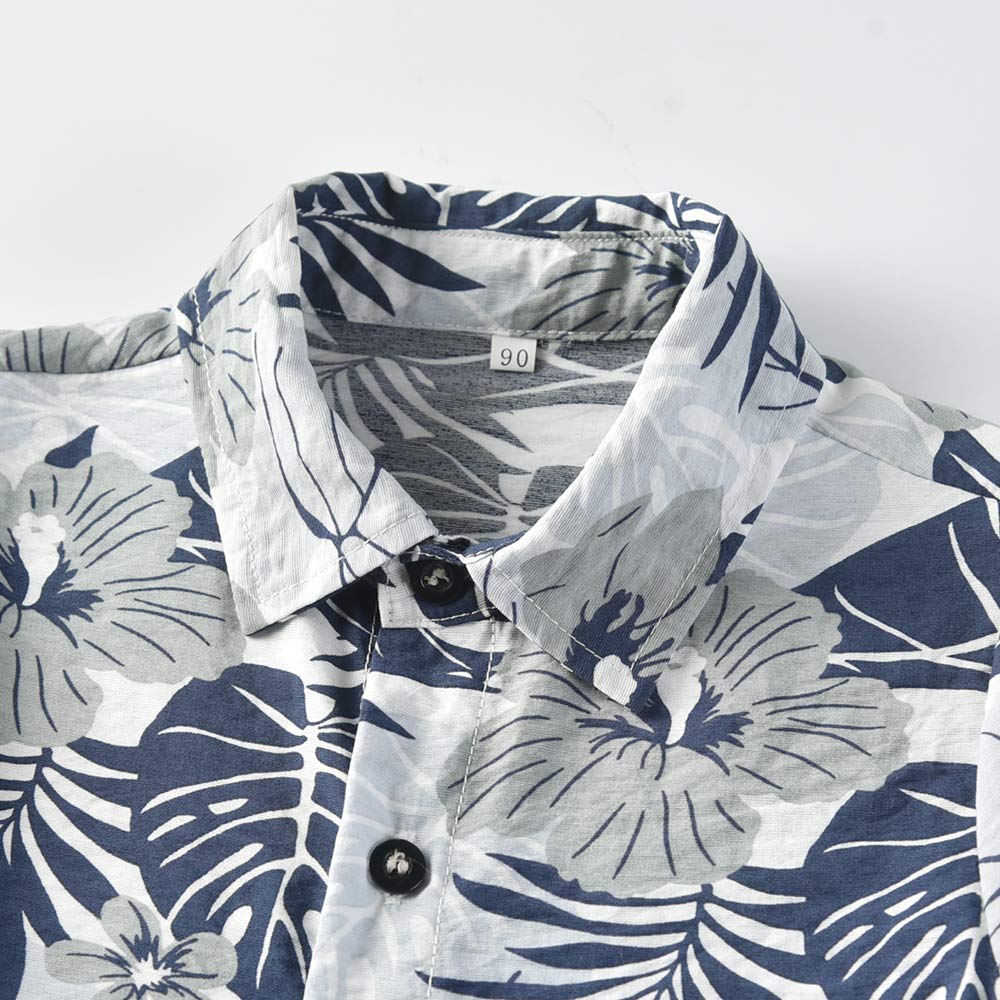 Boys' Hawaiian Aloha Tropical Print Summer Outfit Set - Short Sleeve Dress Shirt & Shorts for Toddler & Baby | Beach Vacation, Pool Party, Family Photos