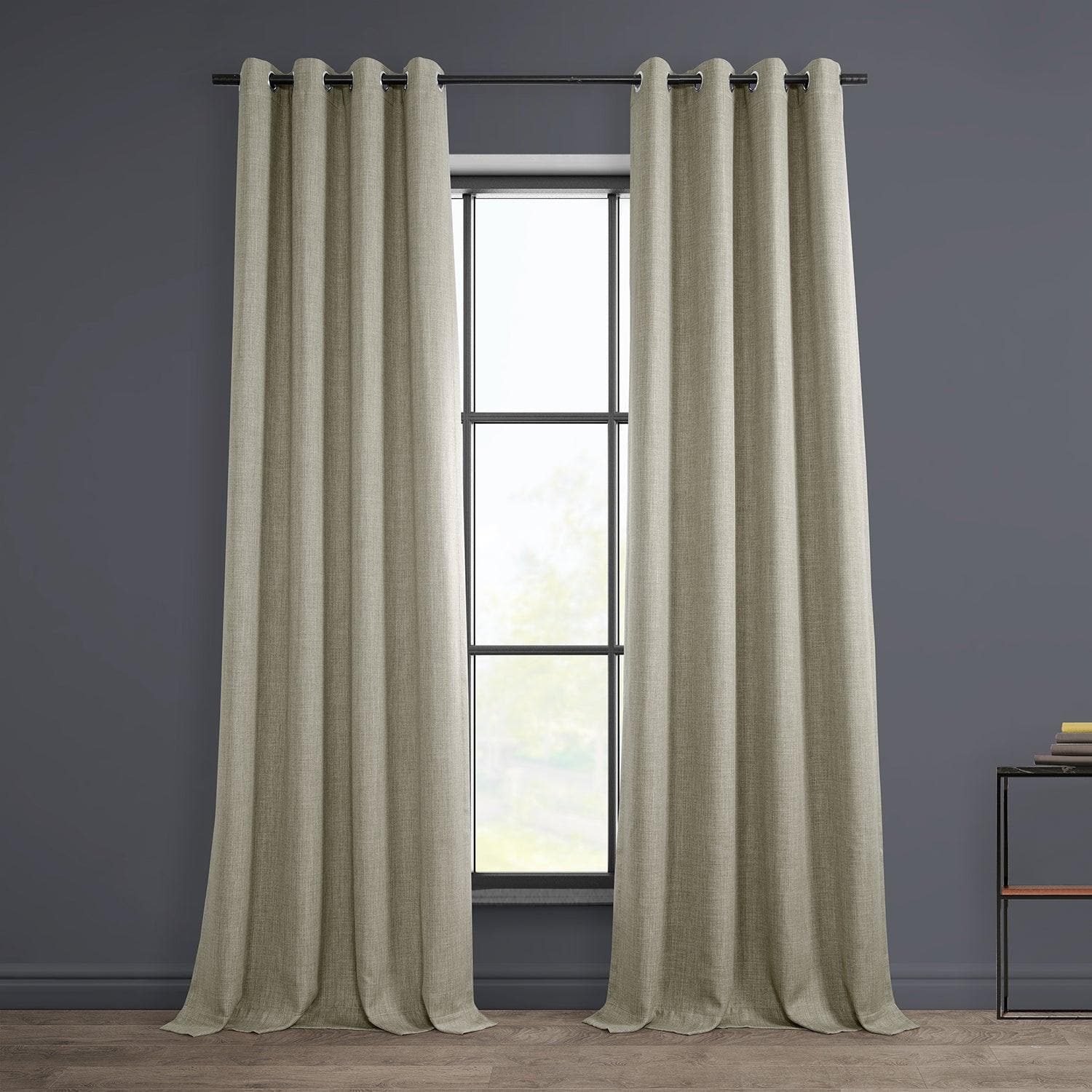 Oatmeal Grommet Textured Faux Linen Blackout Curtains - Thermal Insulated Window Drapes for Bedroom, Living Room & Home Theater