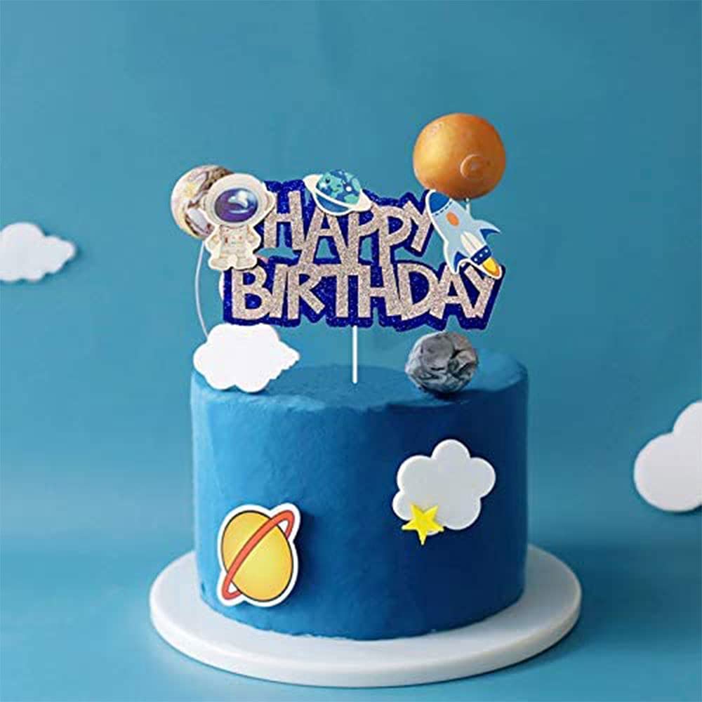 JeVenis Space Birthday Cake Topper Set - Astronaut, Rocket & Cupcake Decorations for Galaxy Themed Parties - Perfect for Kids Birthday Cakes, Baby Showers & Space-Themed Celebrations