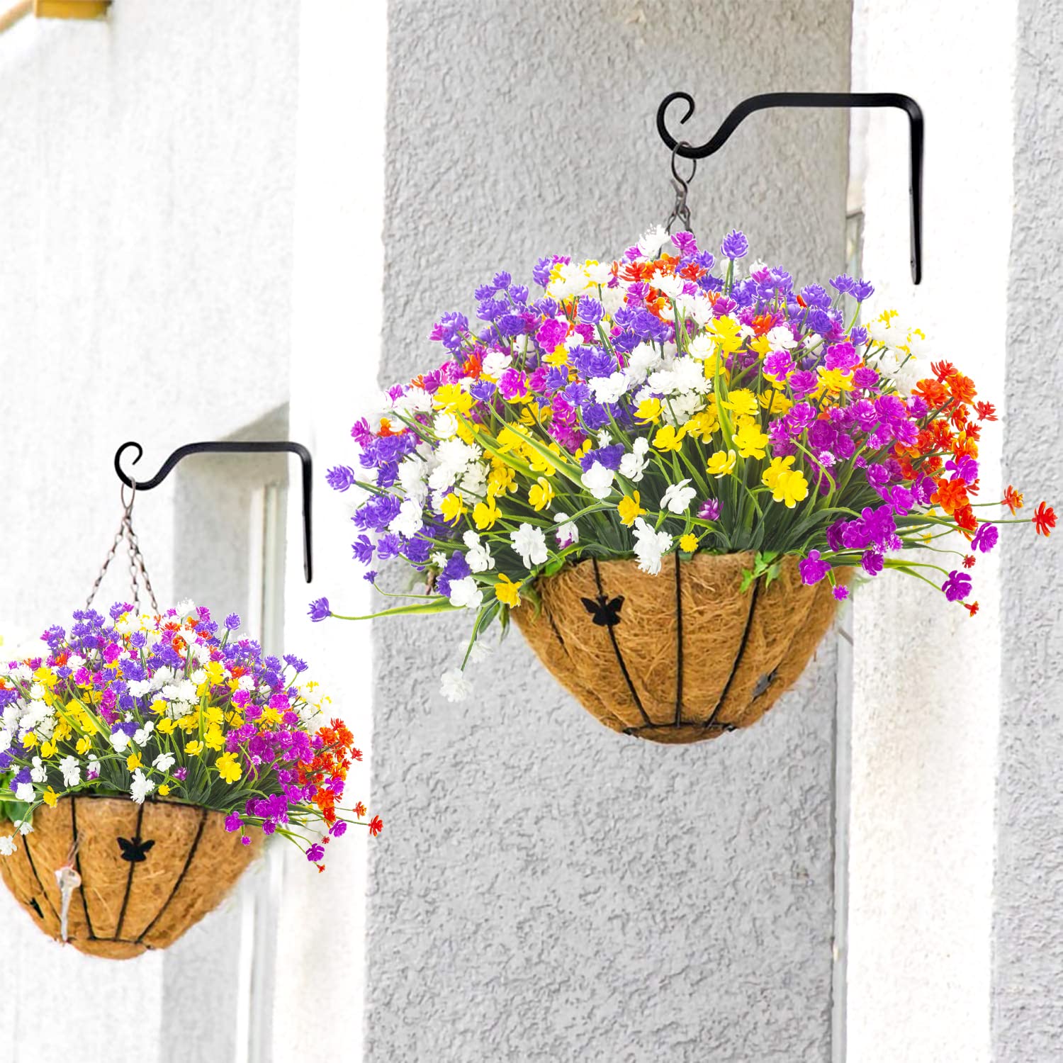 8 Bundles Artificial Daffodil Flowers for Outdoor Decor - Pink Silk Daffodils for Garden, Yard, Wedding & Home Decoration