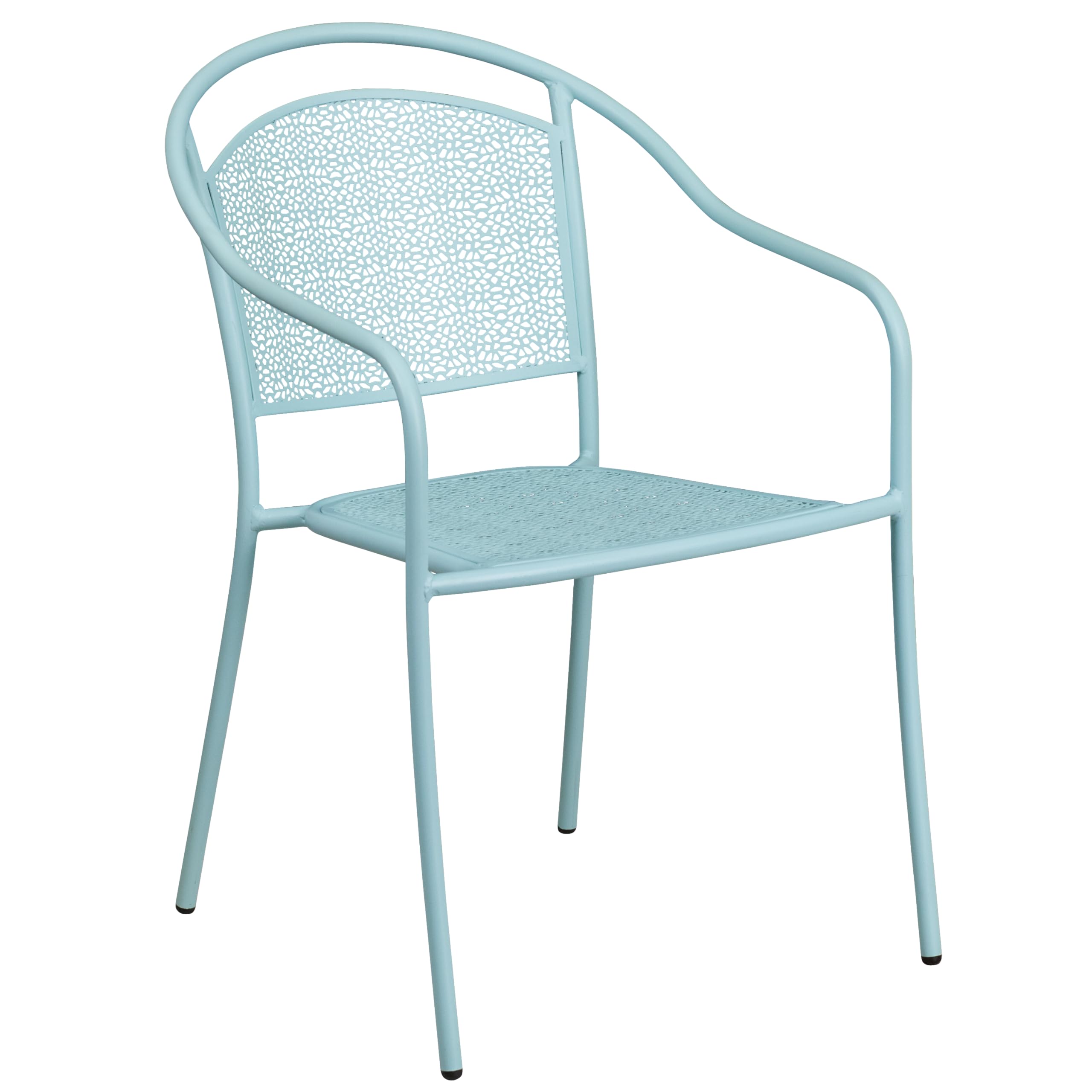 Commercial Grade 30 Inch Round Sky Blue Folding Patio Dining Table Set with 4 Matching Chairs - Outdoor Furniture for Garden, Poolside, and Backyard Entertaining