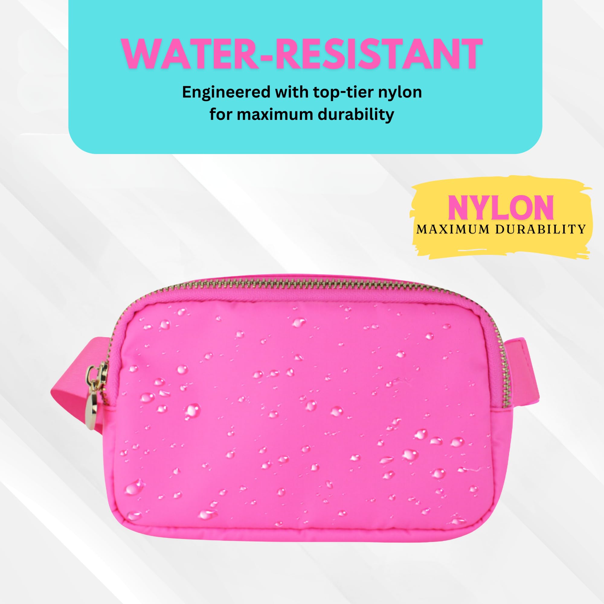 Stylish Hot Pink Belt Bag for Women & Girls - Fashionable Fanny Pack Waist Bag, Crossbody Purse for Everyday Use - Perfect for Travel, Gym, Running, Shopping & Outdoor Activities