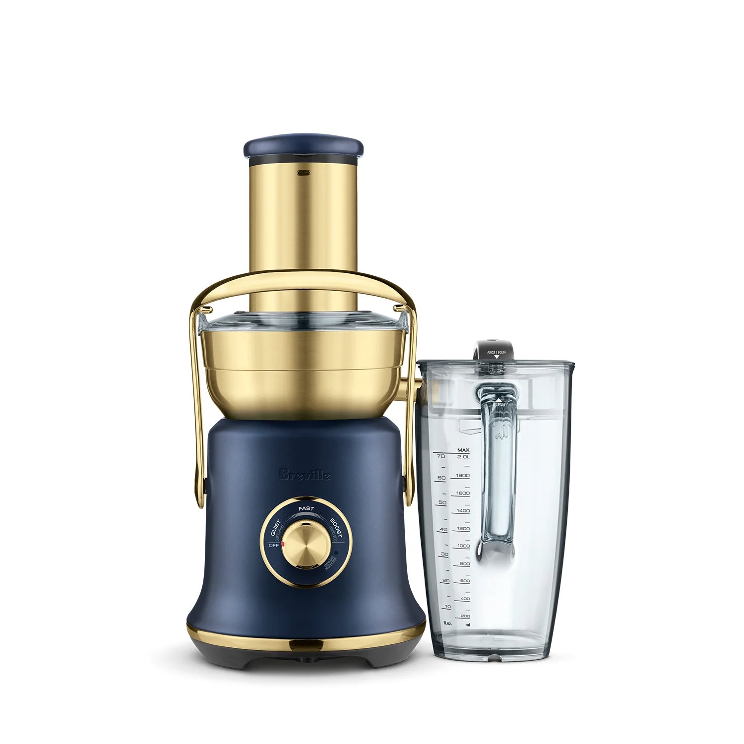 Breville Juice Fountain Cold XL Juicer - High Speed Commercial Grade Juicer with Cold Spin Technology, Extra Large Feed Chute, 1000W Motor (Damson Blue/Brass) - Perfect for Home, Restaurant & Juice Bar Use
