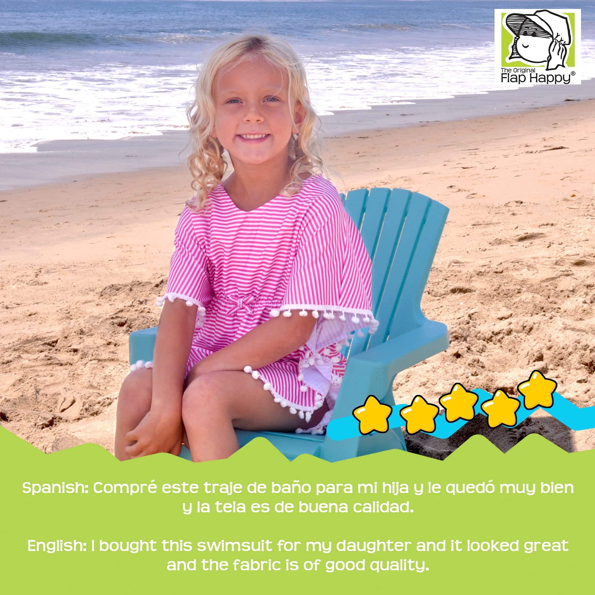 UPF 50+ Girls' Beach Swim Cover Up - Kaia Sun Protection Rashguard for Swimming, Surfing & Summer Outdoor Activities