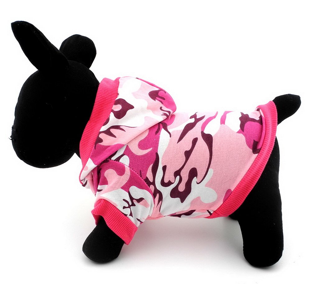 Zunea Small Dog Clothes for Female - Summer Camo Pattern Hoodie Jumper Shirt in Pink Size M - Perfect for Outdoor Adventures & Daily Walks