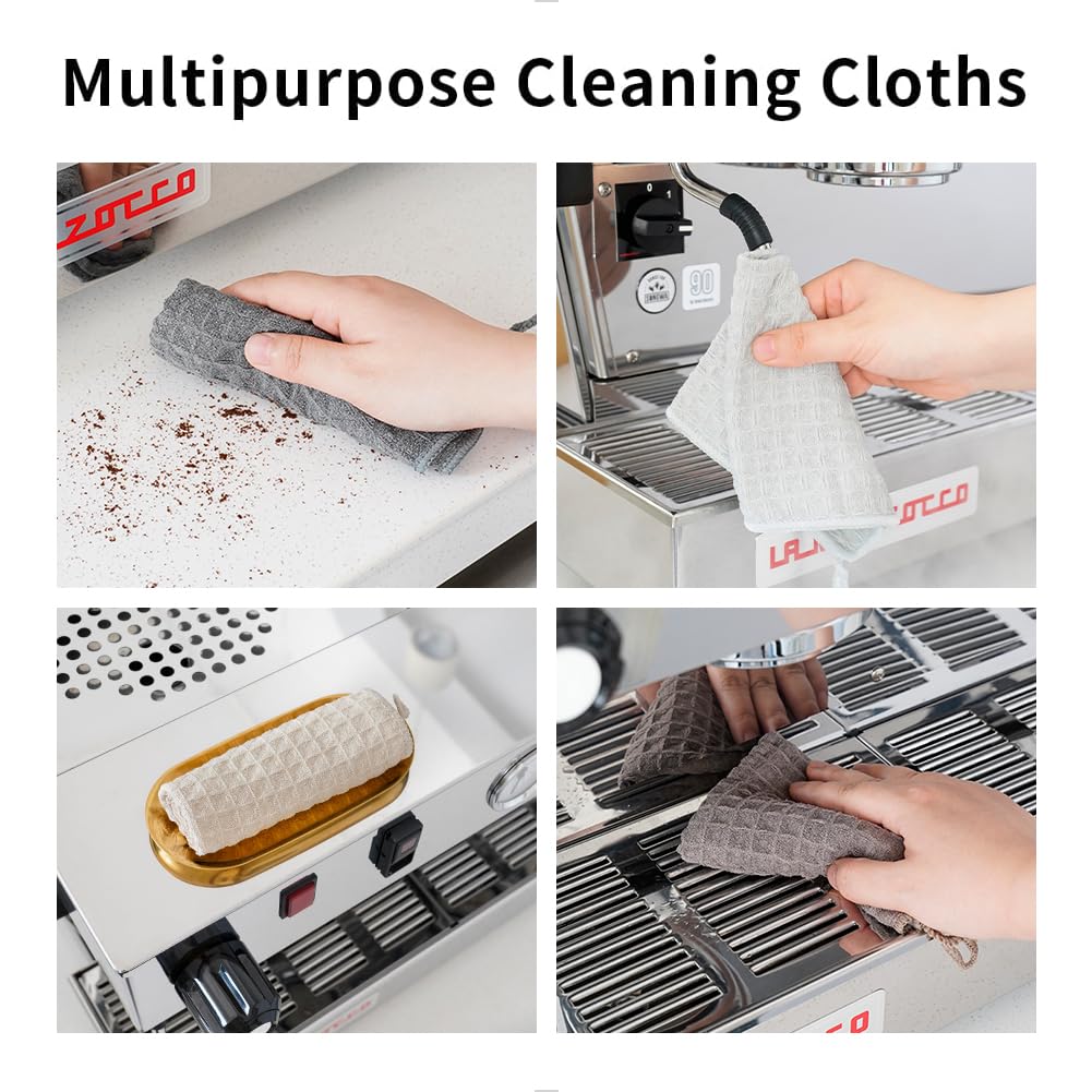 **Barista Microfiber Cleaning Cloths 4-Pack – Premium Waffle Weave Towels for Espresso Machines, Steam Wands, Countertops & Kitchen (12