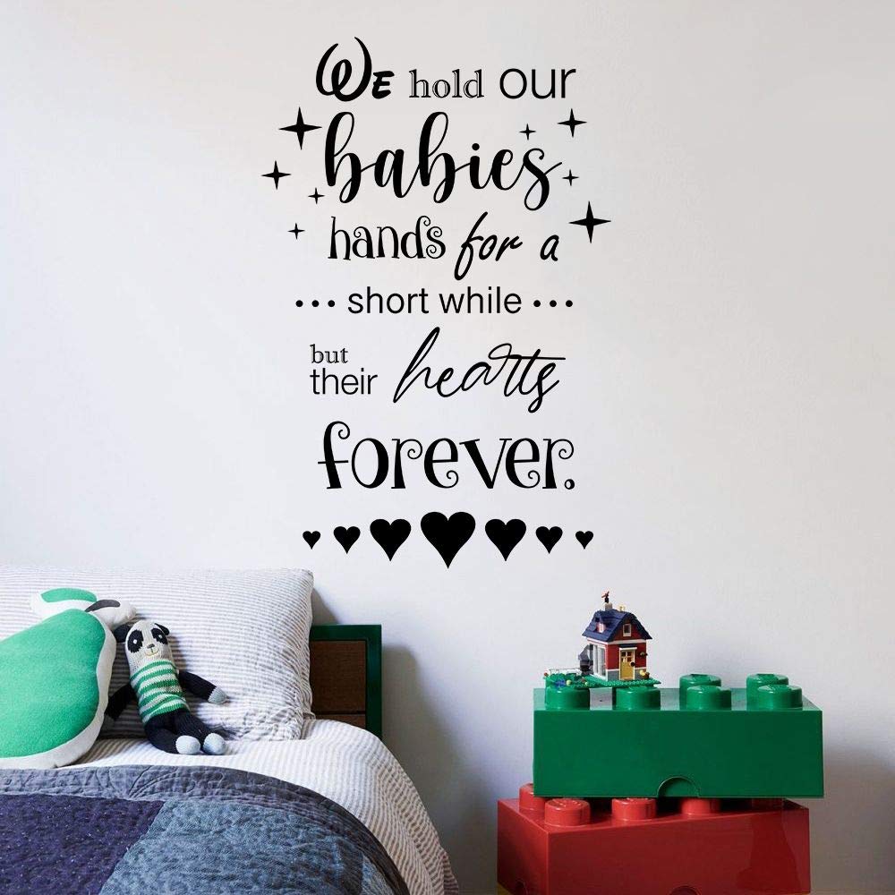 Family Quote Wall Decal - 'We Hold Our Babies Hands' Vinyl Sticker Art for Nursery, Kids Room & Kindergarten Decor (20x18 inch) - Perfect for Baby Showers, Birthday Gifts & Home Decoration