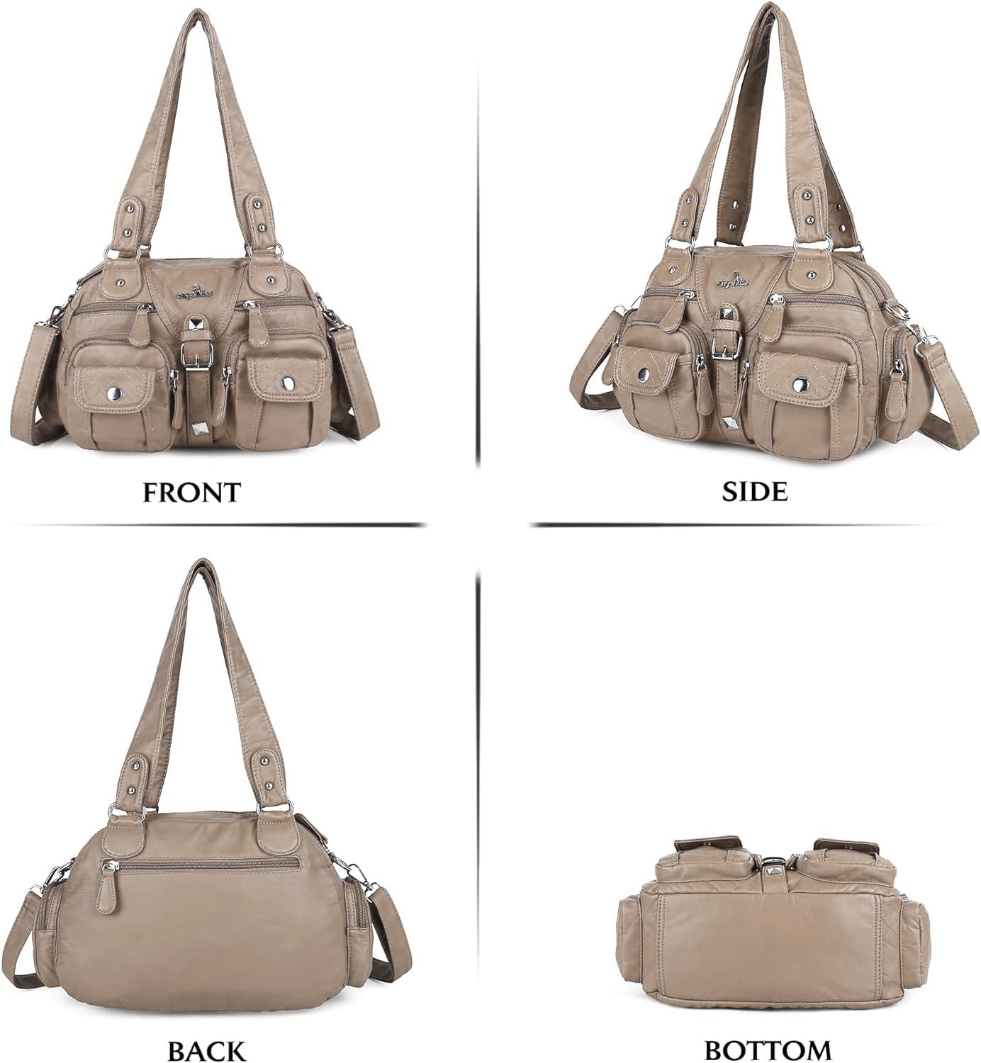 Angel Kiss Women's Hobo Crossbody Shoulder Bag - Multipocket Soft Leather Handbag with Removable Strap | Perfect for Work, Travel & Everyday Use