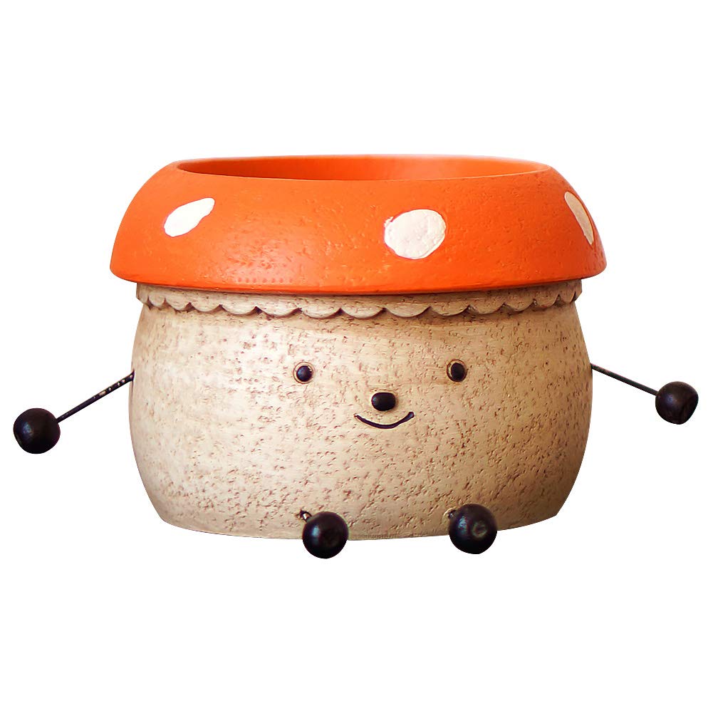 Cute Mushroom Shaped Resin Flower Pots - Doll Design Decorative Planter for Indoor & Outdoor Plants, Succulents, Cactus, Bonsai - Perfect for Home, Office, Garden Decor & Gift Giving