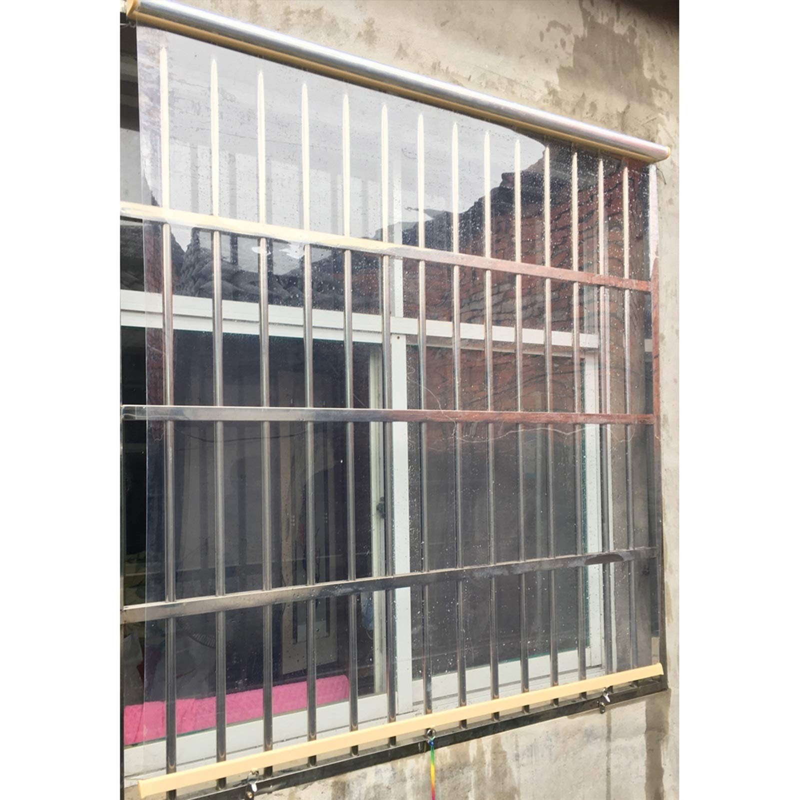 GDMING Clear Waterproof Window Shade - 0.5mm Thick Roller Blinds for Indoor/Outdoor Use - Rainproof & Windproof Pergola Patio Cover - Customizable Size (1.5x2.5m) - Perfect for Sunrooms, Balconies, Greenhouses & Storm Protection